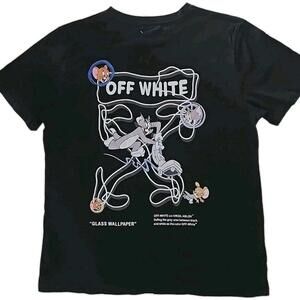 $450 Off-White Cartoon TOM AND JERRY Cotton T-Shirt XL Black